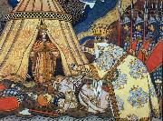 Ivan Bilibin Tsar Dadon meets the Shemakha queen oil painting